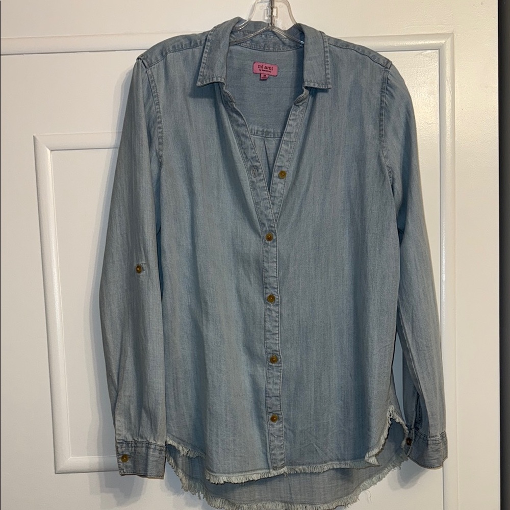 Light Blue Denim Button-Up Shirt